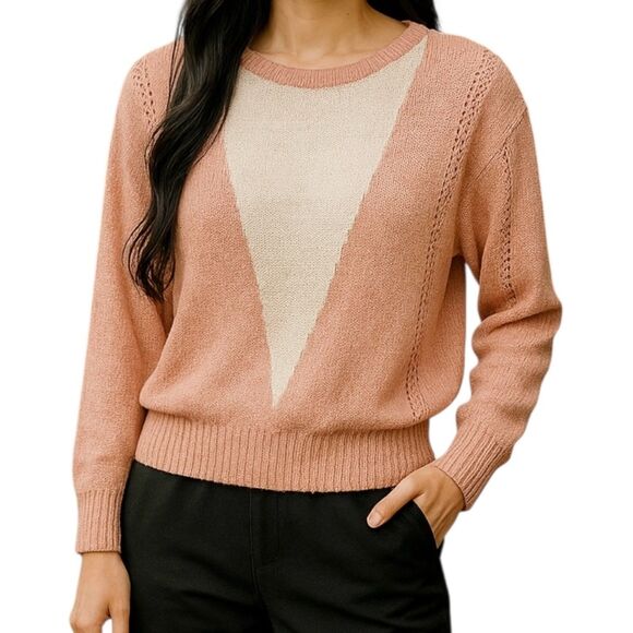 Diane von Furstenberg Vintage Pink White Knit Pullover Sweater women’s Medium - Picture 1 of 7